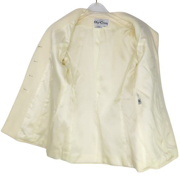 1980s Oleg Cassini Vintage Cream Blazer with Gold Buttons & Black Trim Medium 8 - Picture 4 of 8